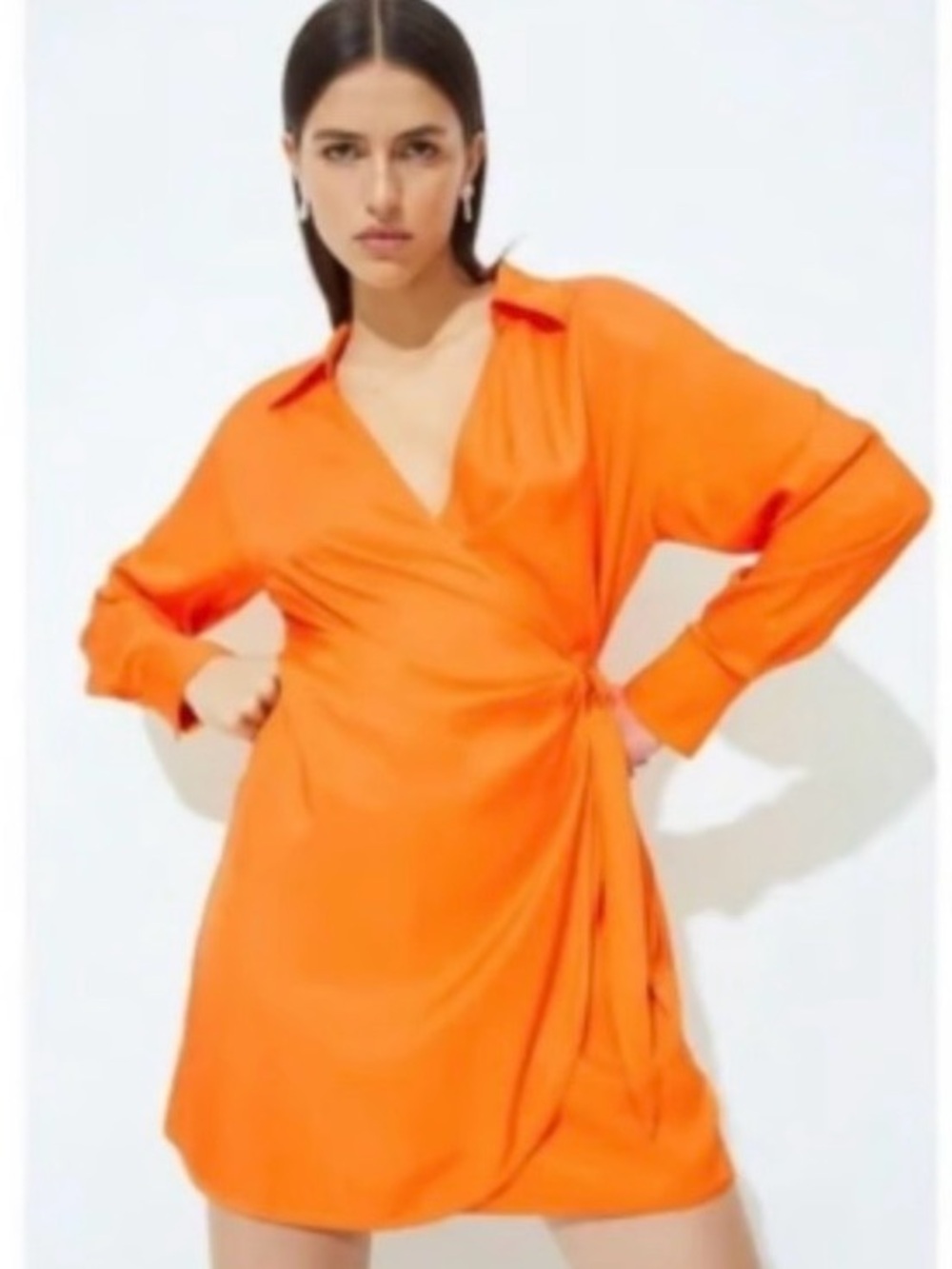 H&M Bright Orange Wrap Mini Dress